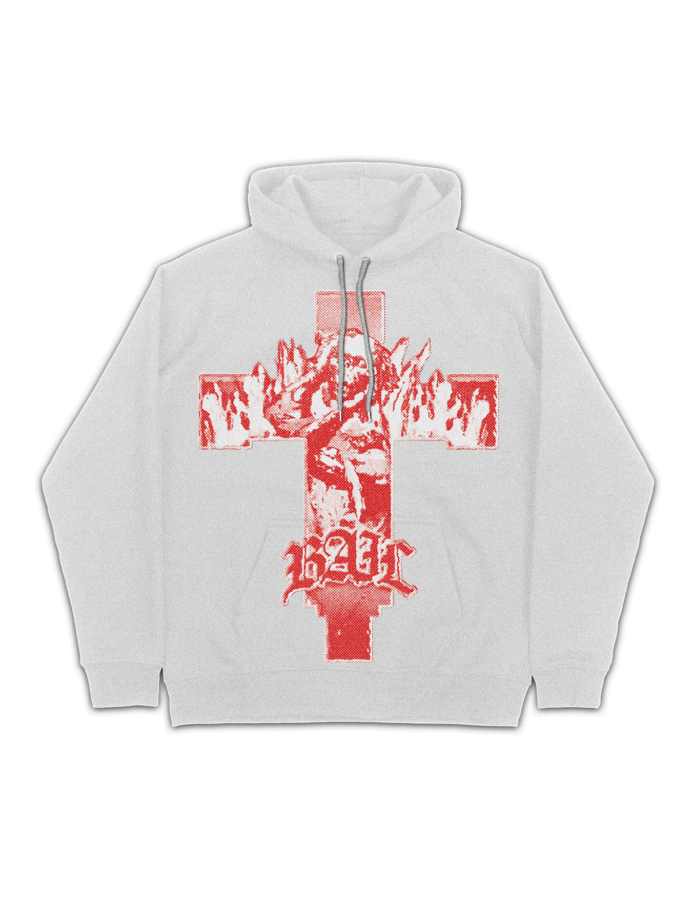 CROSS HOODIE --GREYNRED--